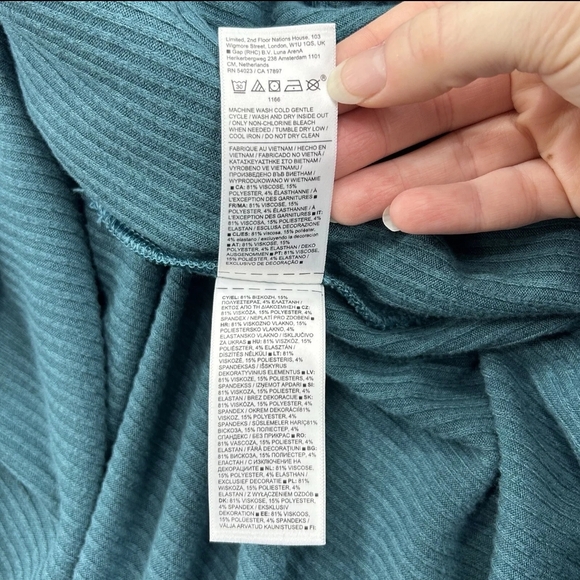 Athleta Women's Harmony Pose Wrap Cardigan Teal Long Sleeve Hooded Ribbed XL - Picture 9 of 14